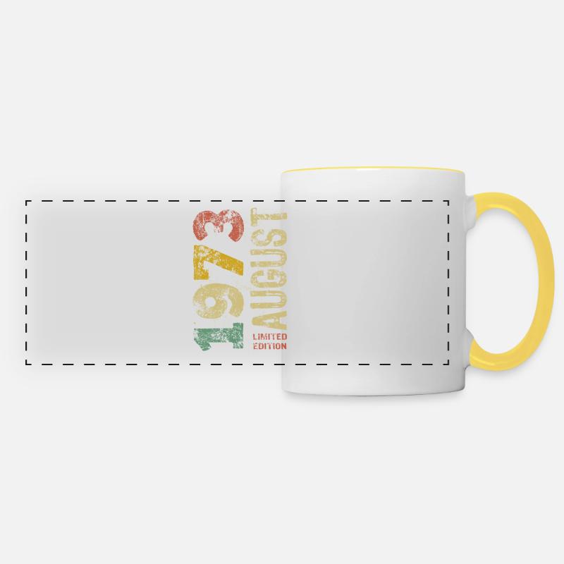 Limited Edition August 1973 Geburtstag - Geschenk - Panoramatasse - Weiß/Gelb