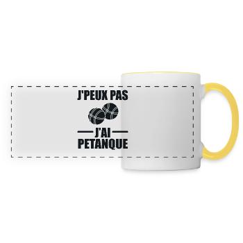 Je Ne Peux Pas, J'Ai Pétanque - Mug panoramique contrasté et blanc - blanc/jaune - Devant