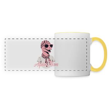 Alpha Maman Drôle Dinosaure Maman Dinos Cool - Mug panoramique contrasté et blanc - blanc/jaune - Devant