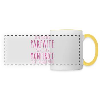 Pas parfaite mais je suis Monitrice - Mug panoramique contrasté et blanc - blanc/jaune - Devant