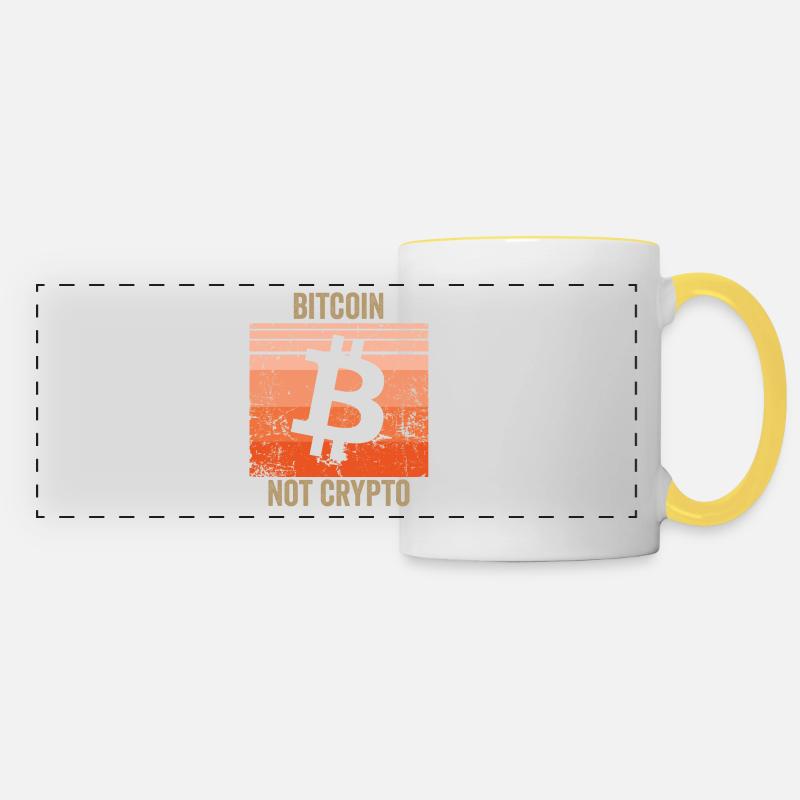 Bitcoin pas Crypto - Mug panoramique contrasté et blanc - blanc/jaune
