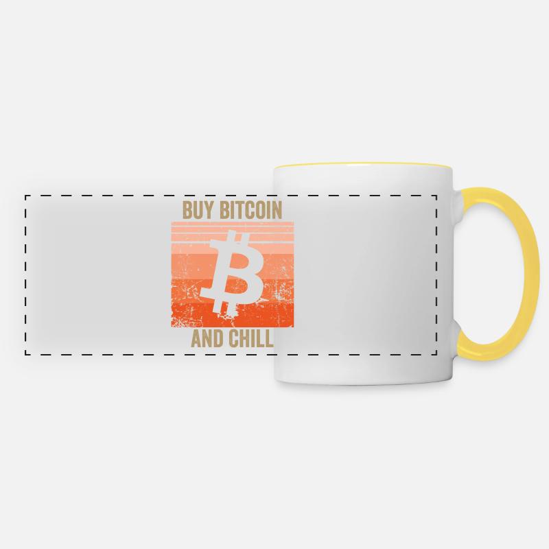 Buy Bitcoin and Chill - Panoramic Mug - white/yellow