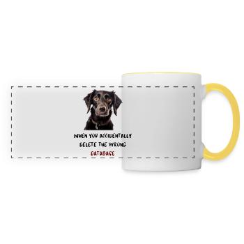 When you accidentally delete the wrong database - Panoramic Mug - white/yellow - Front
