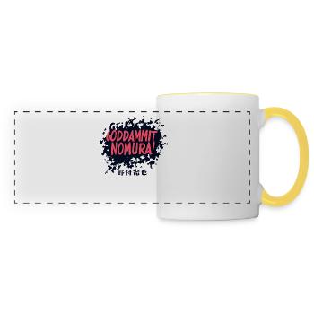 Goddammit Nomura – Conception à l’encre rose - Mug panoramique contrasté et blanc - blanc/jaune - Devant
