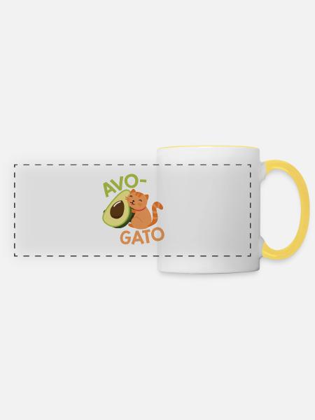 Katzen: Avo-Gato - Panoramatasse - Weiß/Gelb
