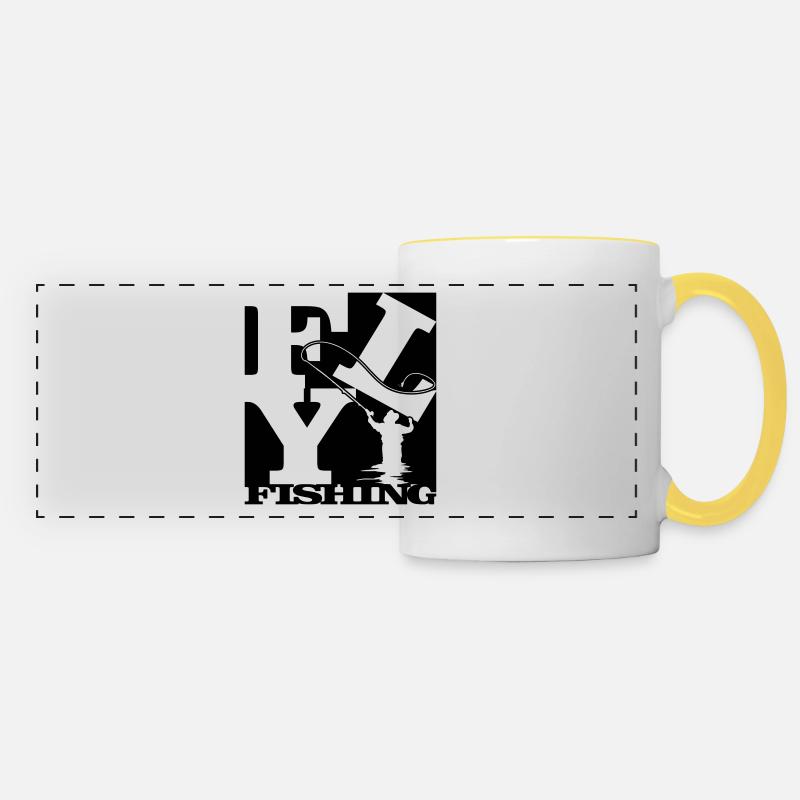 flyfishing Robert Indiana schwarz aussen - Panoramic Mug - white/yellow