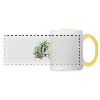 Lémurien - Mug panoramique contrasté et blanc - blanc/jaune - Devant
