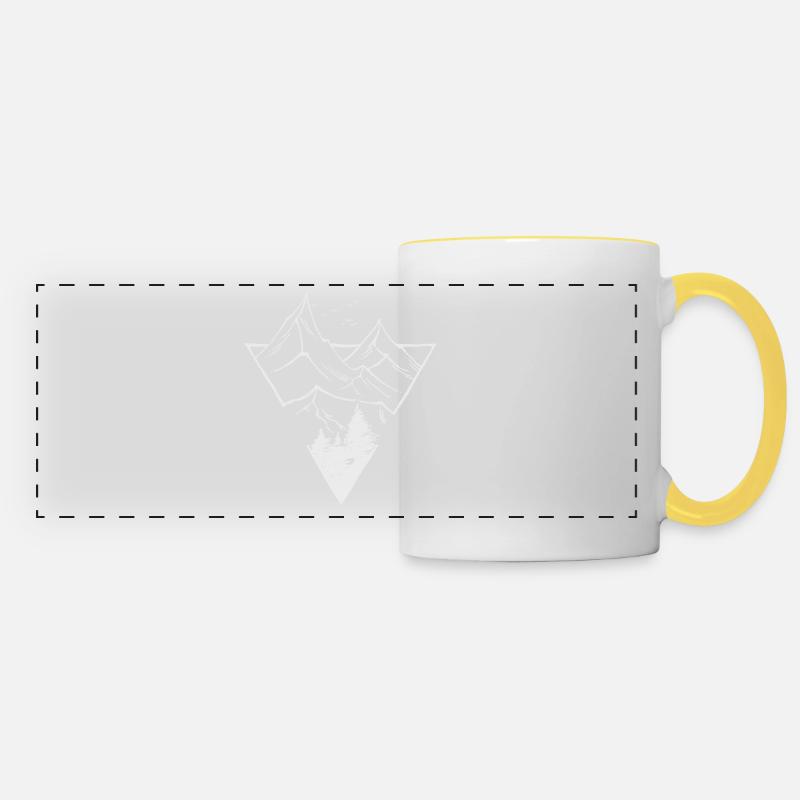 Triangle, Mountains & Forest - Panoramic Mug - white/yellow
