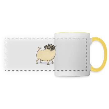 Pug funny embarrassed - Panoramic Mug - white/yellow - Front