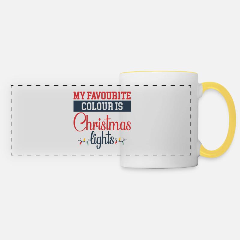 Weihnachtsdesign mit Lichtern - Panoramatasse - Weiß/Gelb