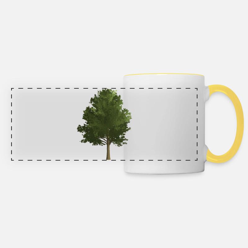 Arbre forêt érable, coloré, vert - Mug panoramique contrasté et blanc - blanc/jaune