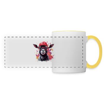 art animalier de chèvre je cool chèvre mignonne - Mug panoramique contrasté et blanc - blanc/jaune - Devant