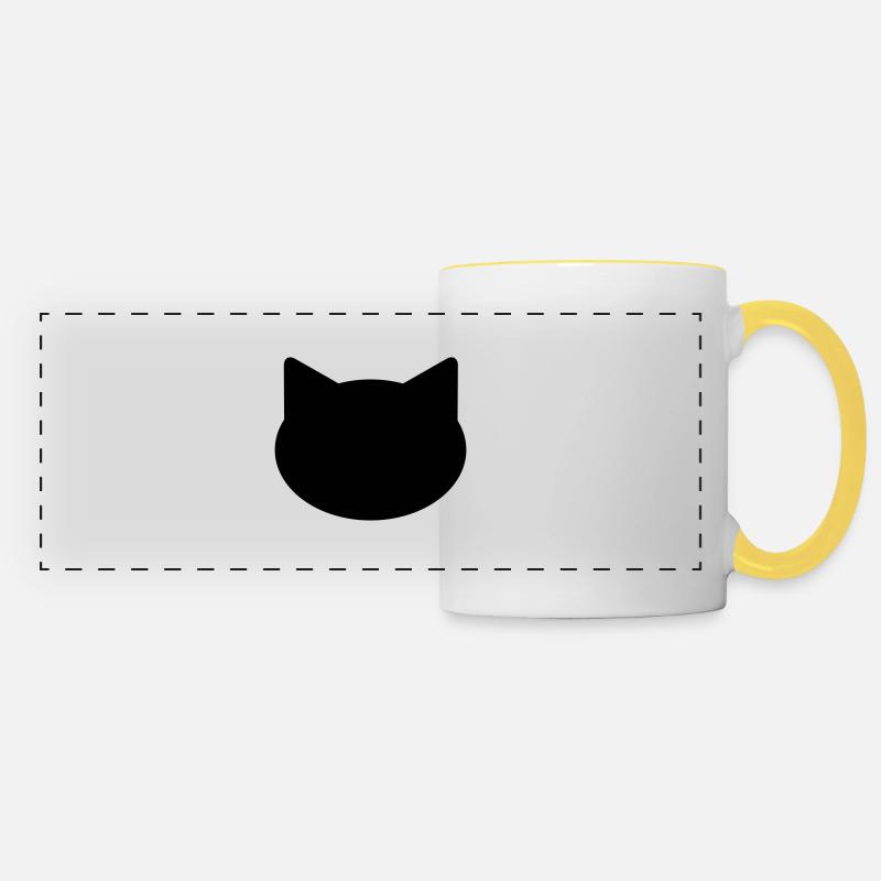 cat - Panoramic Mug - white/yellow