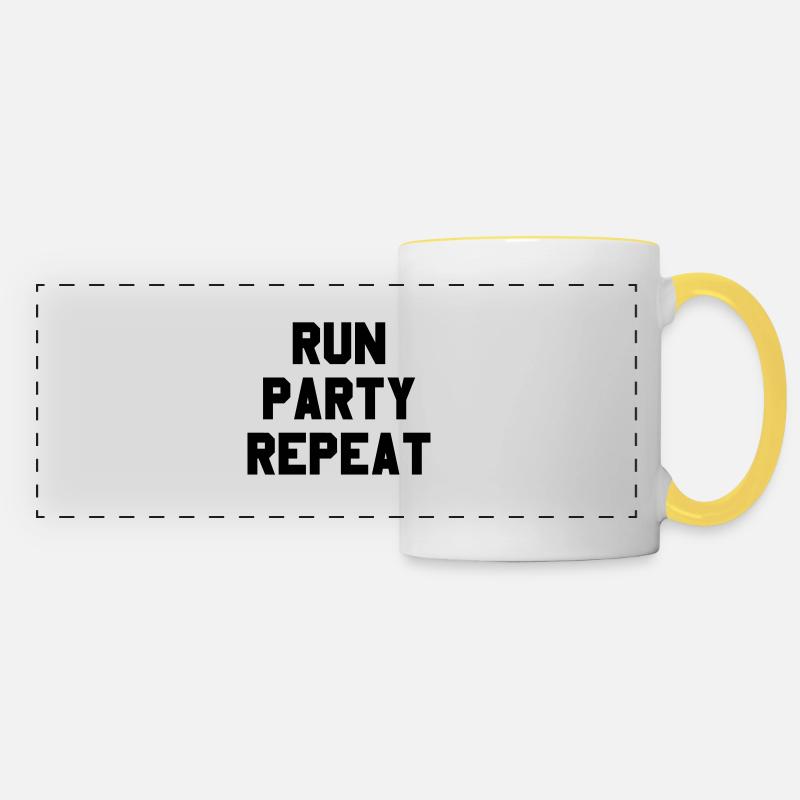 Run Party Repeat - Panoramic Mug - white/yellow