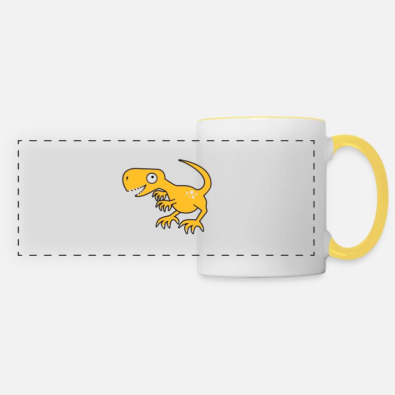 Dinosaur, dinosaur, Tyrannosaurus Rex - Panoramic Mug - white/yellow