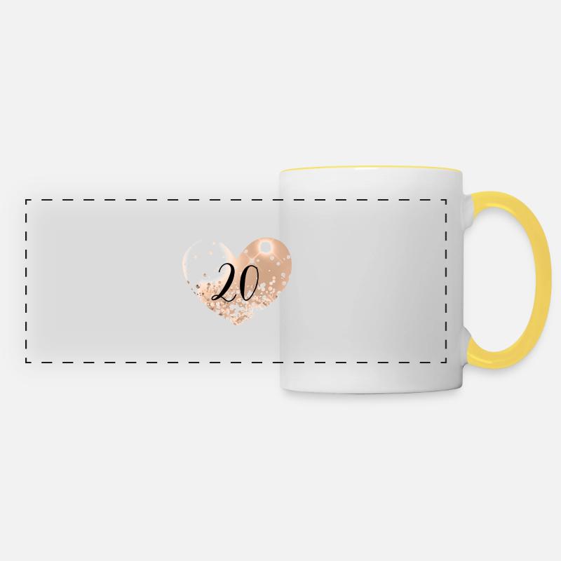 20 heart number - Panoramic Mug - white/yellow