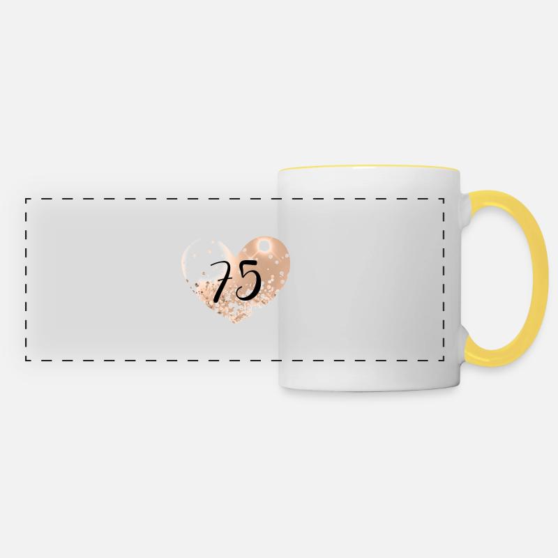 75 Numéro de cœur - Mug panoramique contrasté et blanc - blanc/jaune