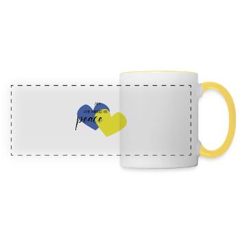 Hearts blue and yellow - Panoramic Mug - white/yellow - Front