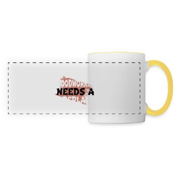 syndicat forestier bûcheron tshirts charpentier plombier - Mug panoramique contrasté et blanc - blanc/jaune - Devant