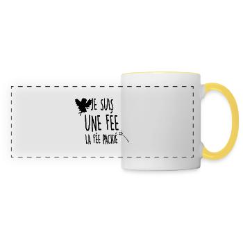 je suis une fée la fée pachié - Mug panoramique contrasté et blanc - blanc/jaune - Devant
