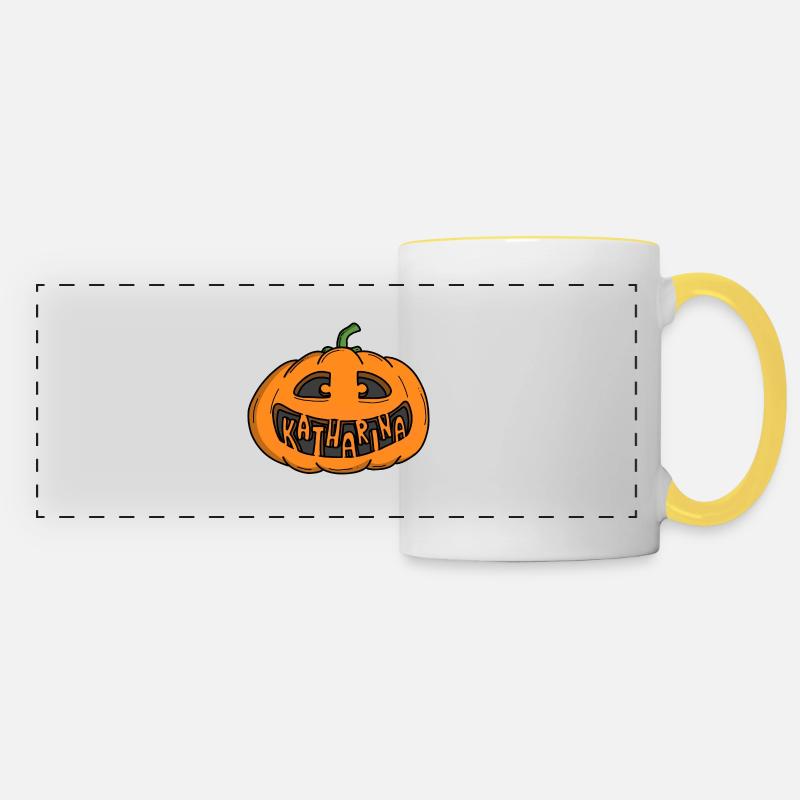 Katharina Halloween Pumpkin - Panoramic Mug - white/yellow
