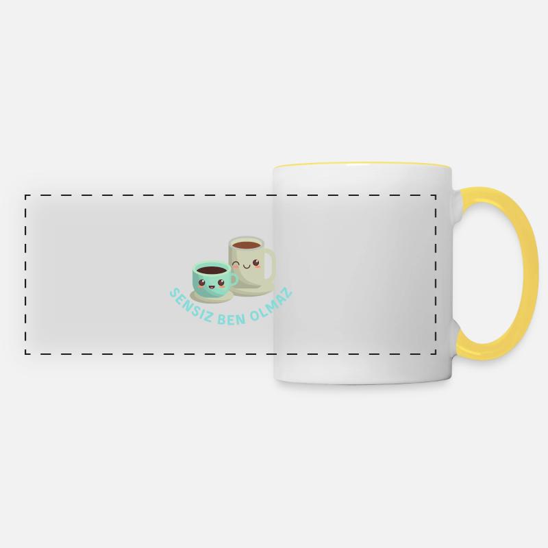 Sütsüz kahve olur, sensiz ben olmaz/love saying - Panoramic Mug - white/yellow