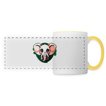 Little Elephant Cartoon Cute Adventure 13 - Panoramic Mug - white/yellow - Front