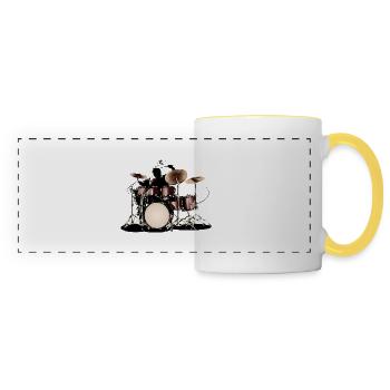Joueur de batterie - Mug panoramique contrasté et blanc - blanc/jaune - Devant