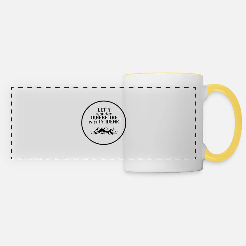 let's wander where the WIFI is weak! - Panoramic Mug - white/yellow