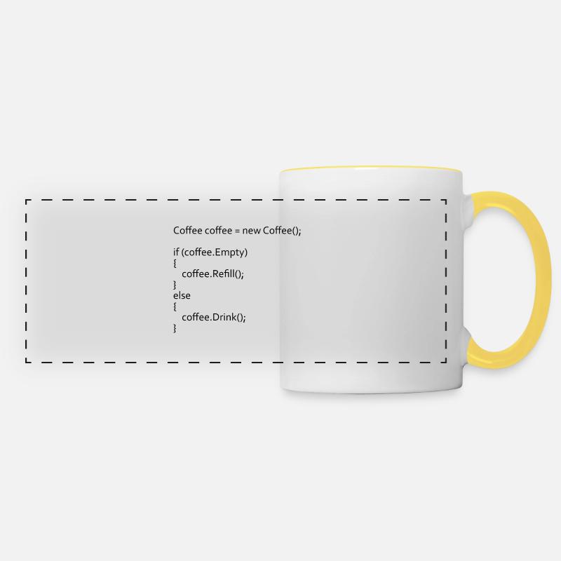 Mug for programmers if coffee empty refill - Panoramic Mug - white/yellow