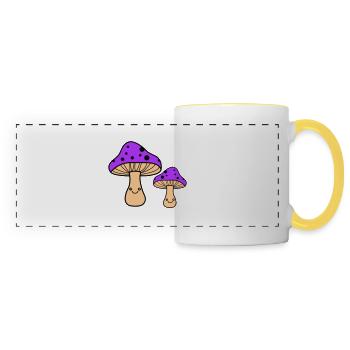 Champignons Bande Dessinée - Mug panoramique contrasté et blanc - blanc/jaune - Devant