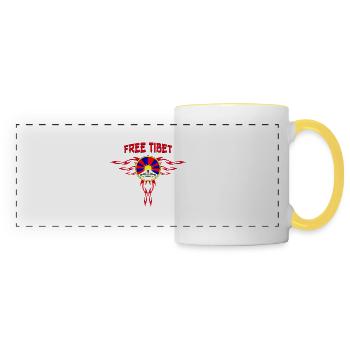 tibet libre (free tibet) - Mug panoramique contrasté et blanc - blanc/jaune - Devant