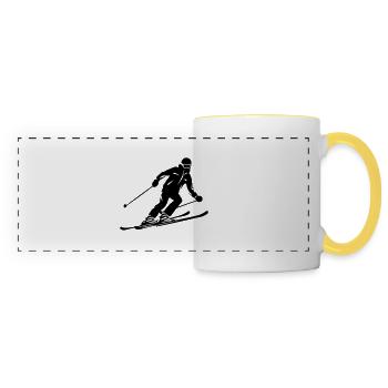 Ski Fahren Skiing Mann Silhouette - Panoramatasse - Weiß/Gelb - Vorne