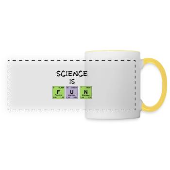 La science est amusante - Mug panoramique contrasté et blanc - blanc/jaune - Devant