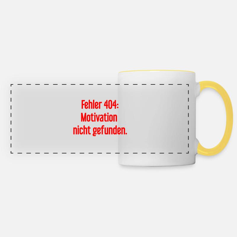Error 404: Motivation not found - Panoramic Mug - white/yellow