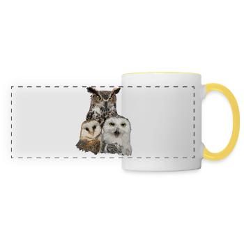 Owls and owl - Panoramic Mug - white/yellow - Front