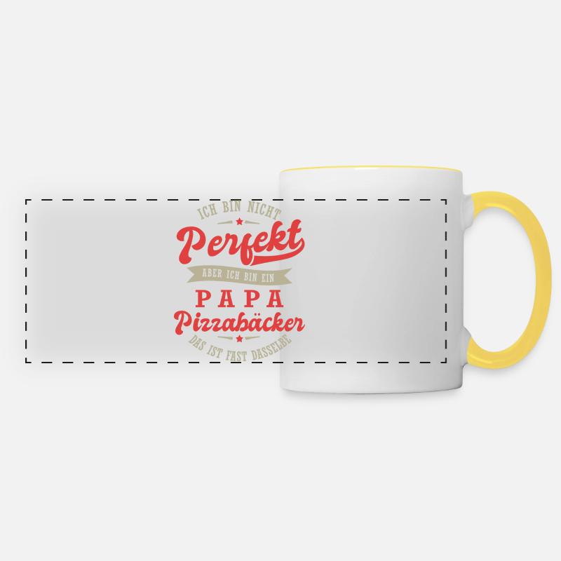 Papa Pizzabäcker - Panoramatasse - Weiß/Gelb