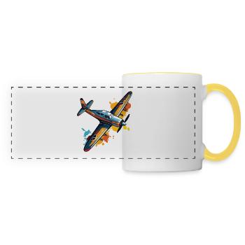 Model Airplane Pilot Airplane Hobby Design - Panoramic Mug - white/yellow - Front
