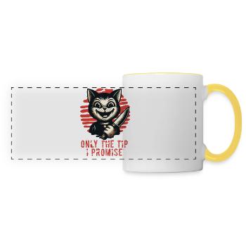 Drôle de chat ne disant que le pourboire Chat psycho - Mug panoramique contrasté et blanc - blanc/jaune - Devant