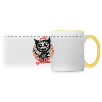 Drôle de chat ne disant que le pourboire Chat psycho - Mug panoramique contrasté et blanc - blanc/jaune - Devant