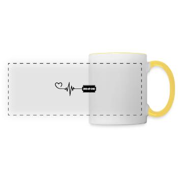 Razor Blade Pulse Heart Love - Panoramic Mug - white/yellow - Front