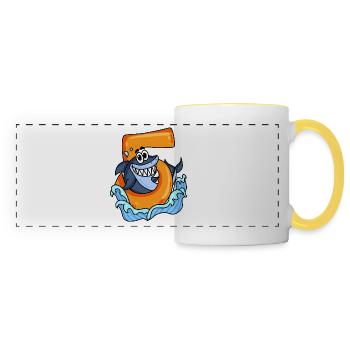 5 years old - shark - Panoramic Mug - white/yellow - Front