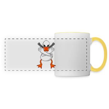 Duck with gun - Panoramic Mug - white/yellow - Front