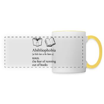 lustige Definition über das Lesen von Süchtigen-Leser-Geschenk - Panoramatasse - Weiß/Gelb - Vorne