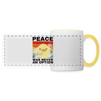 Peace Option Canard avec couteau Meme Drôle de sort - Mug panoramique contrasté et blanc - blanc/jaune - Devant