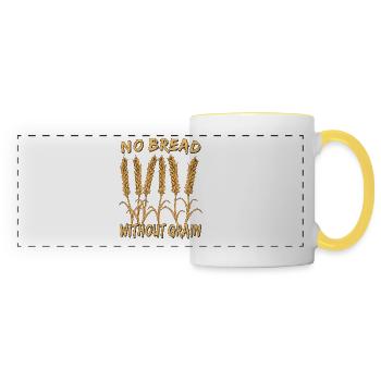 NO BREAD WITHOUT GRAIN - Panoramic Mug - white/yellow - Front