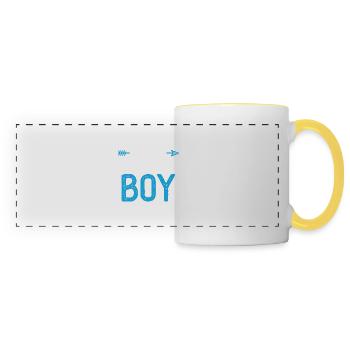 Maman du garçon d’anniversaire - Mug panoramique contrasté et blanc - blanc/jaune - Devant