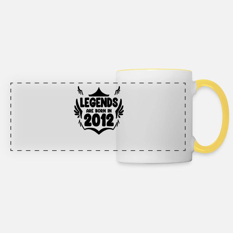 2012 - millésime 2012 - année de construction 2012 - Mug panoramique contrasté et blanc - blanc/jaune