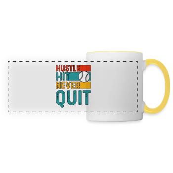 Hustle Hit Never Quit Baseball - Panoramic Mug - white/yellow - Front
