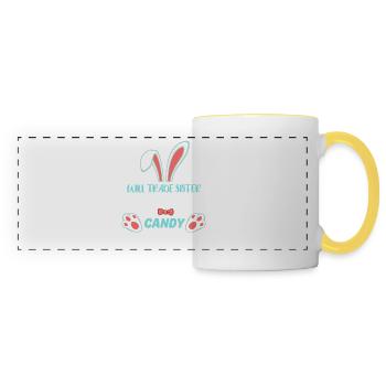 Will Trade Sister For Easter Candy - Panoramic Mug - white/yellow - Front